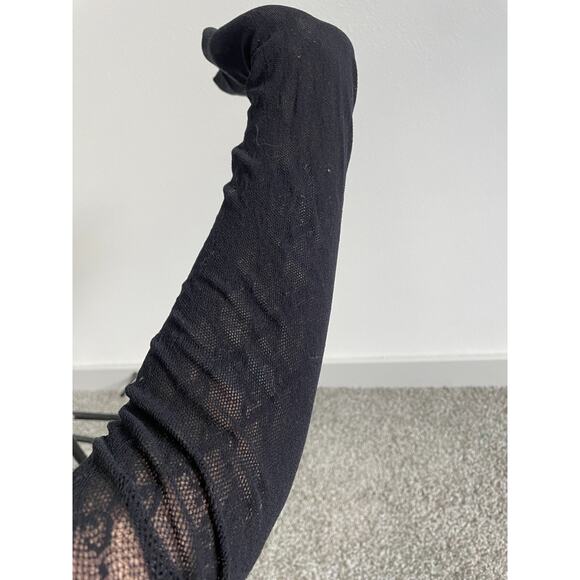 Gucci Double G Intarsia Fishnet Tights Women Black Pull On Logo Stockings Auth. - Picture 5 of 11